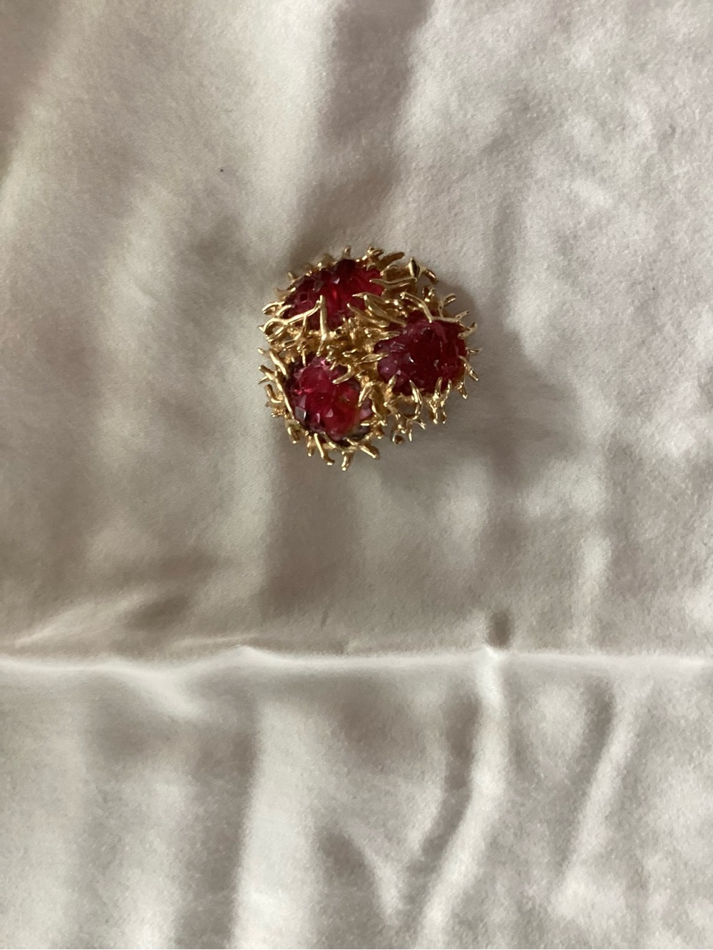Gold-Tone Cluster Red Crystal Brooch - Women's Jewelry